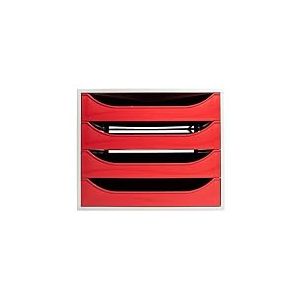 Exacompta - Réf. 2286107D - Module Économique à Tiroirs Ecobox - Caisson Individuel à 4 Tioirs pour Document A4 et A4+ - Dimensions 34,8 x 28,4 x 23,4 cm - Coloris Rouge
