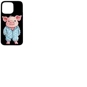 Cochon en pyjama pour un look amusant de soirée pyjama Coque pour iPhone 15 Pro Max
