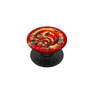 Nouvel an Chinois 2026 Cheval Joyeux Nouvel an Chinois 2026 PopSockets PopGrip Adh&eacute;sif