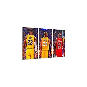 DKORARTE Tableau moderne Photographique Basket-ball, Légendes, Nba, Michael Jordan, Lebron Jame, Kobe Bryant, 97 x 62 cm, réf. 27375