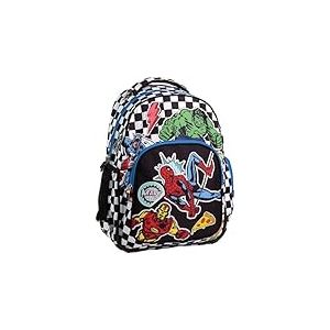 Sac à dos d'école Marvel Avengers avec motif super-héros et imprimé écossais - Grand sac à dos Avengers pour enfants avec compartiments et dos rembourré