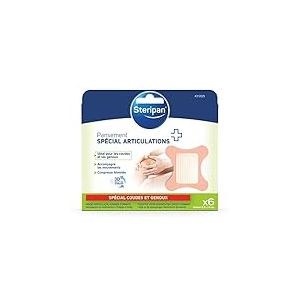 Steripan - Pansements Spécial Articulations - Grand Format - Idéal Pour Les Coudes et Genoux - Compresse Alvéolée - Accompagne Les Mouvements - x6