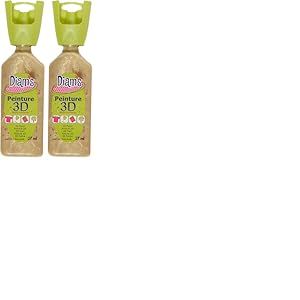 Diam's Peinture 3D Tous Supports, Sable d'or nacr&eacute;, 37 ml (Lot de 2)