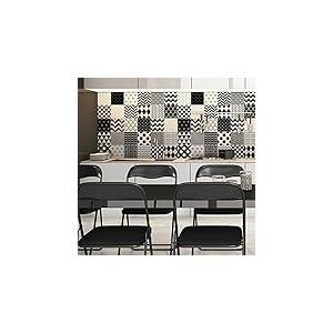 30 Stickers adh&eacute;sifs carrelages | Sticker Autocollant Carreaux de ciment - Mosa&iuml;que carrelage mural salle de bain et cuisine | Carreaux de ciment adh&eacute;sif mural - azulejos - 20 x 20 cm - 30 pi&egrave;ces