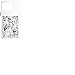 H&eacute;rons Fleurs Illustration Fleurs Sauvages Coque pour iPhone 16 Pro Max