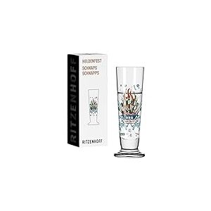 Ritzenhoff 1061014 Verre à liqueur 40 ml – Série Heldenfest, Motif n° 14 – BBQ and Beer – Rond – Fabriqué en Allemagne, Cuivre, Bleu, Rouge, Vert