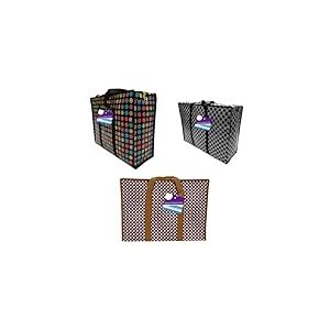 1ABOVE Lot de 3 sacs de courses de luxe pour linge, shopping, rangement, rangement r&eacute;utilisable, tissu, d&eacute;m&eacute;nagement, imperm&eacute;ables, poign&eacute;es et sacs &agrave; fermeture &eacute;clair (XXL (80 x 55 x 25 cm)