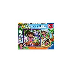 Ravensburger - Puzzle Enfant - Lot de 3 Puzzles 49 pièces - Prêt pour l'exploration ? / Dora - Fille ou garçon dès 5 Ans - Puzzle de qualité supérieure - 3 Posters Inclus - 12004197