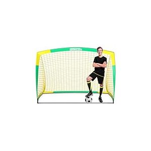 BAYINBULAK Cage de Foot But de Foot Enfant Exterieur Jardin Formation Mini Buts Cadeau du Festival (5'x3.6', Jaune+Vert)- 1 Pack