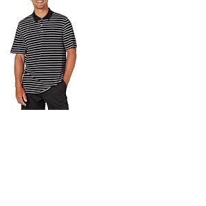Amazon Essentials Polo de Golf à Manches Courtes, Évacuation de l’Humidité et Séchage Rapide Homme, Anthracite Rayure Polo, XL