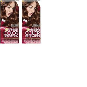 Garnier Color Sensation Coloration - Châtain Clair Cannelle 5.35 - Coloration Crème Permanente - Tous Types de Cheveux - Couleur jusqu'à 10 Semaines & Couvre les Cheveux Blancs 100% (Lot de 2)