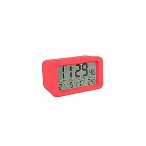 Fisura – Montre réveil numérique LED Montre indicateur de Date et de température. 2 alarmes. Bouton Snooze. 2 Piles AAA. Caoutchouc ABS Dimensions : 12 x 5,5 x 7 (Rouge)