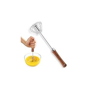 Euqvunn 12 Pouces Fouet Semi-Automatique, Batteur Manuel en Acier Inoxydable avec Manche &agrave; Suspension, Fouet Cuisine pour Cuisiner, Battre et Mousser