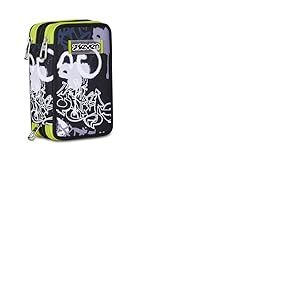 Seven Trousse Scolaire 3 Zip, Gris, Porte-Stylo Triple Compartiment Complet avec Stylets, Crayons, Couleurs, Accessoires Sac &agrave; Dos, &eacute;cole Primaire, Enfant, Gris, Moderne