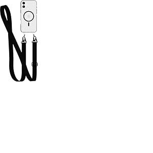 tech21 EvoCrystal avec bandouli&egrave;re pour iPhone 16 Plus, Compatible avec MagSafe &ndash; Coque de Protection Contre Les Chocs test&eacute;e 15x Selon la Norme Militaire &ndash; avec Cordon bandouli&egrave;re &ndash; Noir