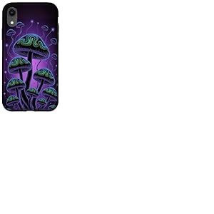 Motif champignons magiques psychédéliques noirs esthétiques Coque pour iPhone XR