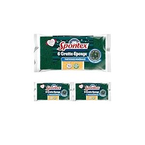 SPONTEX - Gratte-Eponge Aluminum - 6 &eacute;ponges avec Une Partie grattante en Particules d'aluminium - Efficacit&eacute; renforc&eacute;e (Lot de 3)