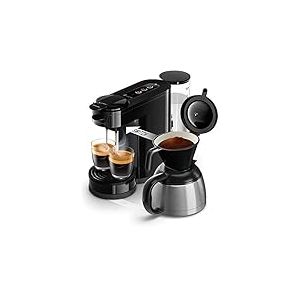 Philips Domestic Appliances SENSEO Switch 2 en 1 - Cafeti&egrave;re goutte &agrave; goutte et dosettes, r&eacute;servoir d'eau de 1 litre, carafe thermique, 7 tasses en une seule passe, noir (HD6592/64)
