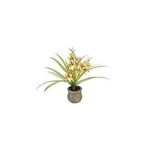 Fleur artificielle papillon orchidée avec pot en céramique 39 cm avec feuilles et racines aériennes Fleur artificielle Phalaenopsis artificielle Décoration de mariage Fleur en soie Toucher réel Orange