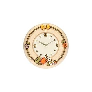 THUN - Horloge Murale Country avec Tulipe et Oiseau - Living Home Decor - Idée Cadeau - Country Line - Mécanisme en céramique et Plastique - Diamètre 26 cm - Profondeur 4,5 cm