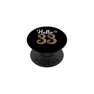 Hello 33 Years Leopard Print F&ecirc;te d'anniversaire pour Femme PopSockets PopGrip Adh&eacute;sif