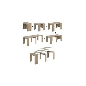 Dmora - Table console &agrave; rallonge Compton, Table &agrave; manger extensible, Table avec rallonges polyvalentes extensible jusqu'&agrave; 10 places, 51/237x90h78 cm, Ch&ecirc;ne