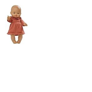 Heless 54031 - Poup&eacute;e b&eacute;b&eacute; Fille avec Robe en Tricot Mousseline p&ecirc;che, 100% Coton Bio, poup&eacute;e de Taille 34 cm