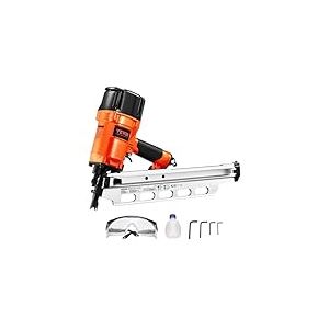 VEVOR Cloueur de charpente, 50-90 mm, pistolet &agrave; clous pneumatique, t&ecirc;te ronde compl&egrave;te 21&deg;, avec modes d&eacute;clenchement doubles et r&eacute;glage profondeur sans outil, 0,55-0,8 MPa, pour plancher, terrasse