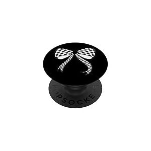 Motif Damier Noir et Blanc avec nœud Coquette pour Fille PopSockets PopGrip Adhésif