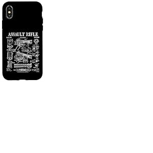 Fusil d'assaut vintage pistolet militaire arme à feu brevet Coque pour iPhone X/XS