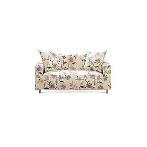 Lamberia Housse de Sofa imprimée, Housse de canapé Extensible, Housses de Sofa pour canapés à 4 Coussins avec Une taie d'oreiller Gratuite (Fleur en Fleurs, canapé à 4 Places)
