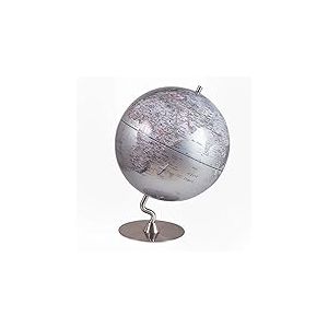 DonRegaloWeb Globe terrestre argenté Haute définition 42 x 30 x 30 cm, 42 x 30 x 30 cm