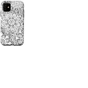 Gris Mandala Fleur Motif Floral Boh&egrave;me Chic Coque pour iPhone 11