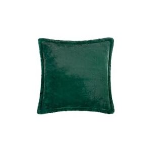 Furn. Housse de Coussin en Fausse Fourrure Kallu – Coussin décoratif Doux et Moelleux avec Bordure Oxford (Vert Aiguille – 45x45cm)