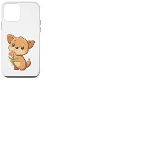Chien avec Fleur pour Amoureux des Chiots, Femmes et Filles, Chien Mignon Coque pour iPhone 12 Mini