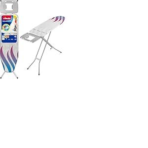 Vileda Planche à Repasser Total Reflect M, Table à Repasser avec Technologie de réflexion de la Chaleur et de la Vapeur, Repassage Rapide, 120x38 cm, Hauteur réglable 76-96 cm