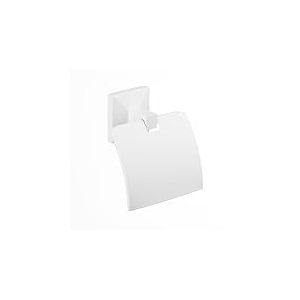 TATAY Porte Papier Toilette sans per&ccedil;age ou avec vis | Kit Glue&Fix (jusqu'&agrave; 10 kg) & vis Inclus | Acier Inoxydable | 12 x 4,5 x 12 cm &ndash; Mod&egrave;le Iconik &ndash; Blanc