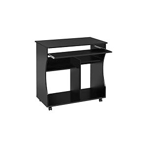 Yaheetech Bureau Informatique &agrave; roulettes Bureau d'ordinateur en Bois avec Plateau pour Clavier &Eacute;tag&egrave;res de Rangement Bureau Biblioth&egrave;que Poste de Travail 80 cm L &times; 48 cm l &times; 76 cm H Noir