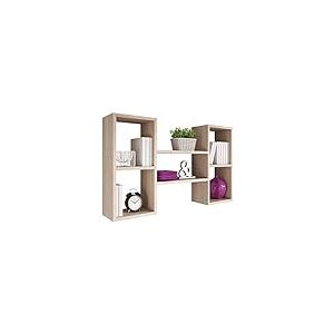 Selsey Kassi Étagère Murale/étagère Suspendue/bibliothèque avec 5 Compartiments en chêne Sonoma Mat 60 x 102 cm
