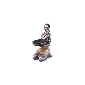 Pajoma 73785 afrikanischer Deko Homme avec bougeoir, Résine, Hauteur 22 cm