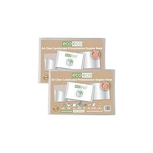 eco-eco Lot de 2 porte-vues A4 50% recyclés avec 20 pochettes en plastique - Format paysage transparent - Eco175 x 2