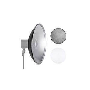 NEEWER Réflecteur Bowens en métal avec diffuseur Blanc, Grille en nid d'abeille pour Flash stroboscopique, Compatible avec Godox AD600 Neewer CB60 Q4 Vision 4 S101 Series, NK-NARC22