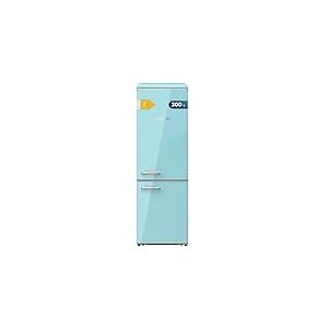 Cecotec Réfrigérateur Combiné Rétro 300L Bolero CoolMarket Combi Origin 300 Bleu E, Classe E, LED Intérieur, Crisper Box, Contrôle de Température, Poignée Chromée et Tablettes en Verre.