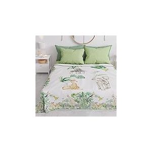 PETTI Artigiani Italiani - Couvre-Lit 260x250 cm Microfibre, Printemps Été, Parure de Lit Légère Double, Draps 2 Personnes, Animaux Blanc, 100% Fabriqué en Italie