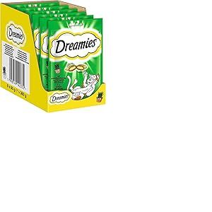 Dreamies Catnip Lot de 6 friandises pour Chat au goût d'herbe à Chat, 6 x 60 g, friandises croustillantes et crémeuses à l'intérieur