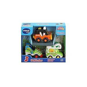 VTech TutTut Bolides Pack de 3 Voitures avec Bouton Surprise, Susana la Caravane, Risque Tout-Terrain et Andrés Le Quad, Multicolore, Version ESP