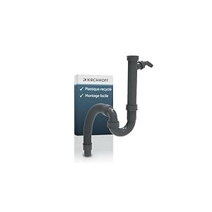 Kirchhoff Eco-Save 98836549 Flexible Siphon d'évier de Cuisine en Plastique recyclé avec raccord pour Machine à Laver ou Lave-Vaisselle, Gris