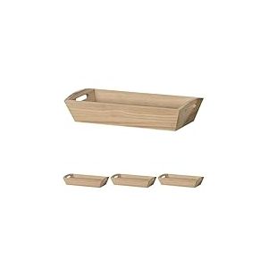 Artemio Corbeille en Bois Rectangle, Bois, Beige, 28 x 9 x 14 cm (Lot de 4)