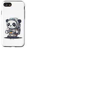 Panda Astronaute avec caf&eacute; Astronaute de l'espace Panda Coque pour iPhone SE (2020) / 7/8