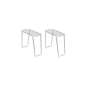 WENKO Séchoir à Linge Mod. Profi Single | Étendoir à Linge INOX Pliable et Compact pour intérieur et extérieur | Charge maximale 10 kg | Dimensions 87 x 79 x 39 cm | Couleur Argent Mat (Lot de 2)